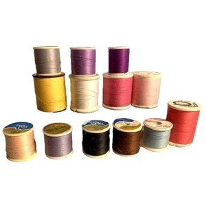 Sewing Thread Spools Set Multi-Color Polyester & Cotton Mix Vintage Craft Lot